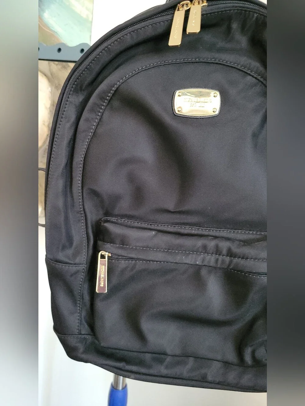 Michael Kors Black Nylon Backpack with Gold Accents